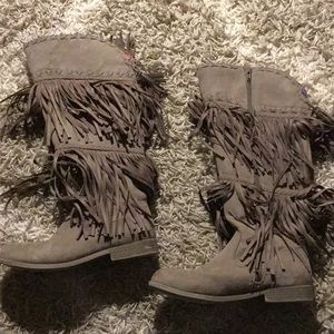 Brown Justice Fringe boots. Size 8